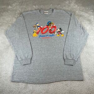 Vintage Walt Disney World 100 Years of Magic Long Sleeve Gray Shirt Men's Large